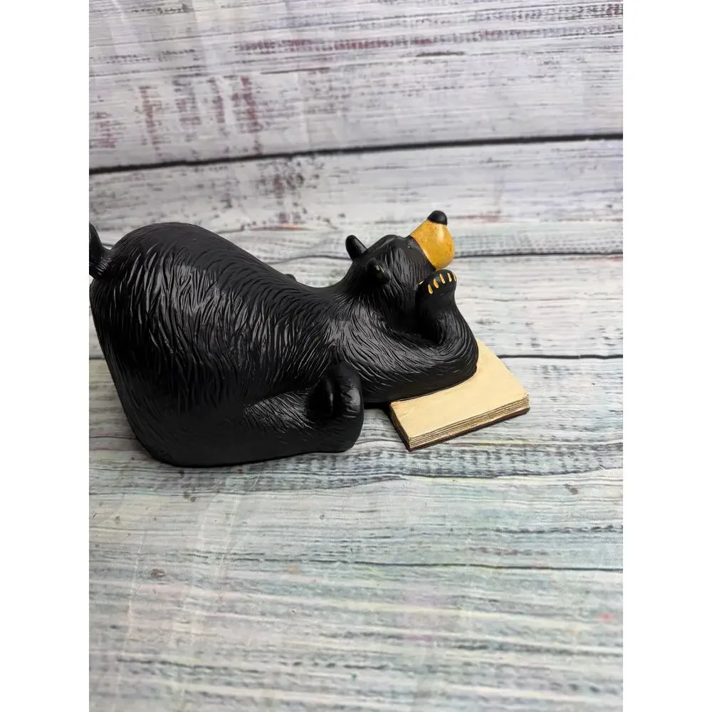 Bearfoots Black Bear Bookend Jeff Fleming Demdaco Reading Book Cabin Decor